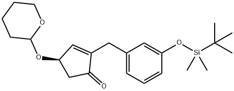 2-Cyclopenten-1-one, 2-[[3-[[(1,1-dimethylethyl)dimethylsilyl]oxy]phenyl]methyl]-4-[(tetrahydro-2H-pyran-2-yl)oxy]-, (4R)- 结构式