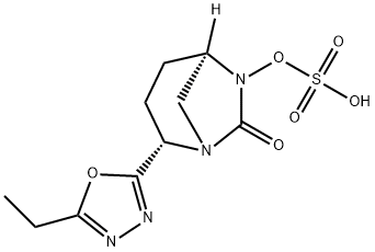 (2S,5R)-2-(5-Ethyl-1,3,4-oxadiazol-2-yl)-6-(sulfooxy)-1,6-diazabicyclo[3.2.1]octan-7-one 结构式