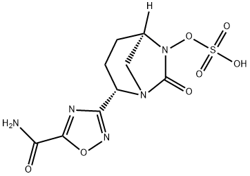 3-[(2S,5R)-7-Oxo-6-(sulfooxy)-1,6-diazabicyclo[3.2.1]oct-2-yl]-1,2,4-oxadiazole-5-carboxamide 结构式