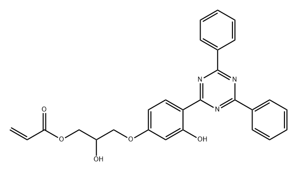 2-Propenoic acid, 3-[4-(4,6-diphenyl-1,3,5-triazin-2-yl)-3-hydroxyphenoxy]-2-hydroxypropyl ester 结构式
