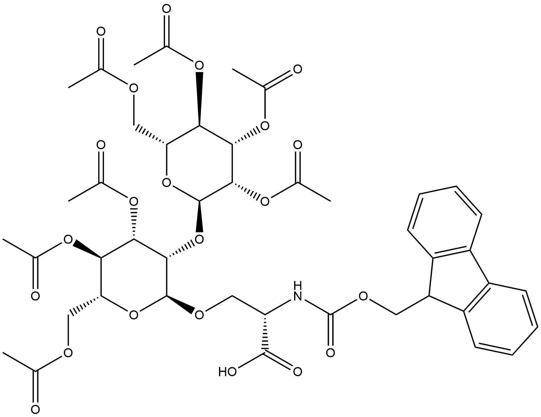 Fmoc-Ser(Ac4Manα1-2Ac3Manα)-OH 结构式