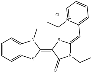 Pyridinium, 1-ethyl-2-[(Z)-[(5E)-3-ethyl-5-(3-methyl-2(3H)-benzothiazolylidene)-4-oxo-2-thiazolidinylidene]methyl]-, chloride (1:1) 结构式