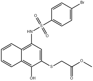 2-((4-((4-溴苯基)磺酰胺基)-1-羟基萘-2-基)硫代)乙酸甲酯 结构式