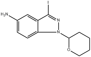 3-碘-1-(四氢-2H-吡喃-2-基)-1H-吲哚-5-胺 结构式
