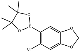 2-(6-氯苯并[D][1,3]二恶英-5-基)-4,4,5,5-四甲基-1,3,2-二氧苯甲醛 结构式