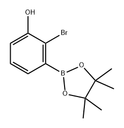 2-溴-3-(4,4,5,5-四甲基-1,3,2-二氧杂硼烷-2-基)苯酚 结构式