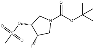 (3S,4R)-3-氟-4-((甲基磺酰基)氧基)吡咯烷-1-羧酸叔丁酯 结构式