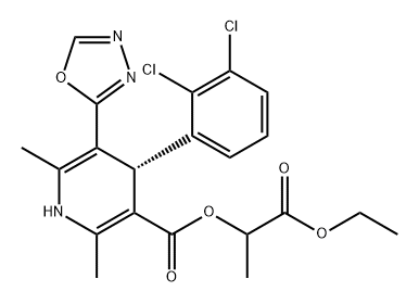 3-Pyridinecarboxylic acid, 4-(2,3-dichlorophenyl)-1,4-dihydro-2,6-dimethyl-5-(1,3,4-oxadiazol-2-yl)-, 2-ethoxy-1-methyl-2-oxoethyl ester, [R-(R*,S*)]- (9CI) 结构式