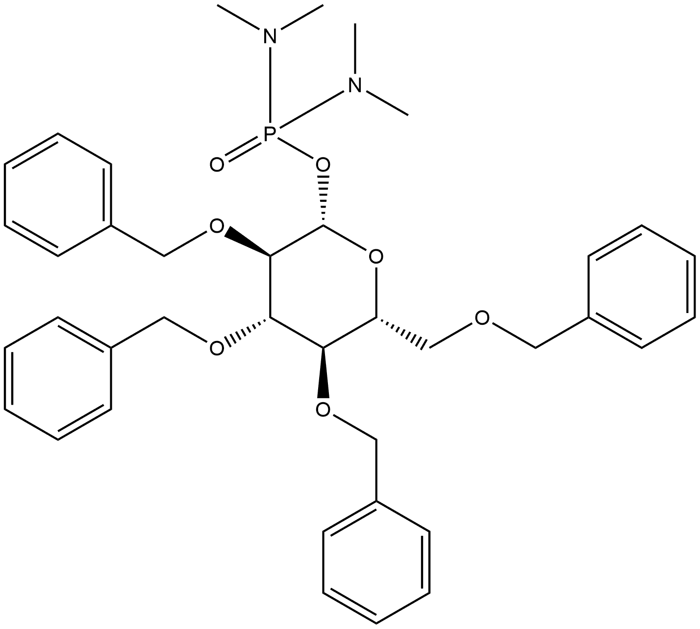 β-D-Glucopyranose, 2,3,4,6-tetrakis-O-(phenylmethyl)-, tetramethylphosphorodiamidate (9CI) 结构式