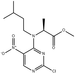 Alanine, N-(2-chloro-5-nitro-4-pyrimidinyl)-N-(3-methylbutyl)-, methyl ester 结构式