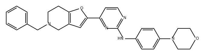 2-Pyrimidinamine, N-[4-(4-morpholinyl)phenyl]-4-[4,5,6,7-tetrahydro-5-(phenylmethyl)furo[3,2-c]pyridin-2-yl]- 结构式