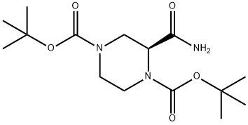 (S)-2-氨基甲酰基哌嗪-1,4-二羧酸二叔丁酯 结构式