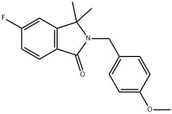 1H-Isoindol-1-one, 5-fluoro-2,3-dihydro-2-[(4-methoxyphenyl)methyl]-3,3-dimethyl- 结构式