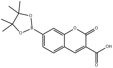 2-氧代-7-(4,4,5,5-四甲基-1,3,2-二氧杂硼烷-2-基)-2H-色烯-3-羧酸 结构式
