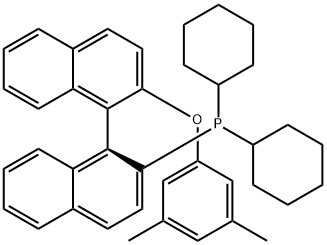 二环己基[(1R)-2′-(3,5-二甲基苯氧基)[1,1′-联萘]-2-基]膦 结构式