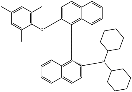 二环己基[(1R)-2′-(2,4,6-三甲基苯氧基)[1,1′-联萘]-2-基]膦 结构式