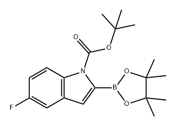 5-氟-2-(4,4,5,5-四甲基-1,3,2-二氧硼杂环戊烷-2-基)-1H-吲哚-1-羧酸叔丁酯 结构式