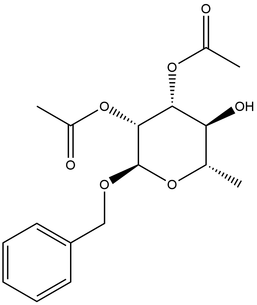 (2R,3R,4R,5S,6S)-2-(苄氧基)-5-羟基-6-甲基四氢-2H-吡喃-3,4-二乙酸二乙酯 结构式