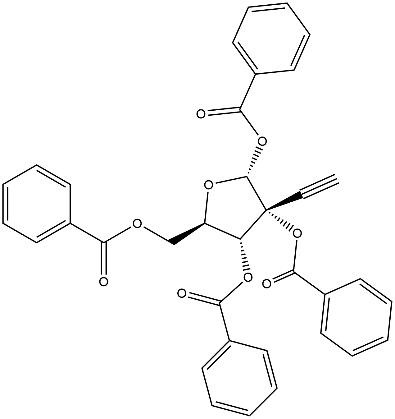 α-D-Ribofuranose, 2-C-ethynyl-, 1,2,3,5-tetrabenzoate 结构式