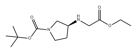 1-Pyrrolidinecarboxylic acid, 3-[(2-ethoxy-2-oxoethyl)amino]-, 1,1-dimethylethyl ester, (3S)- 结构式