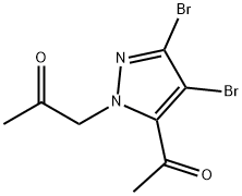 1-(5-乙酰基-3,4-二溴-1H-吡唑-1-基)-2-丙酮 结构式