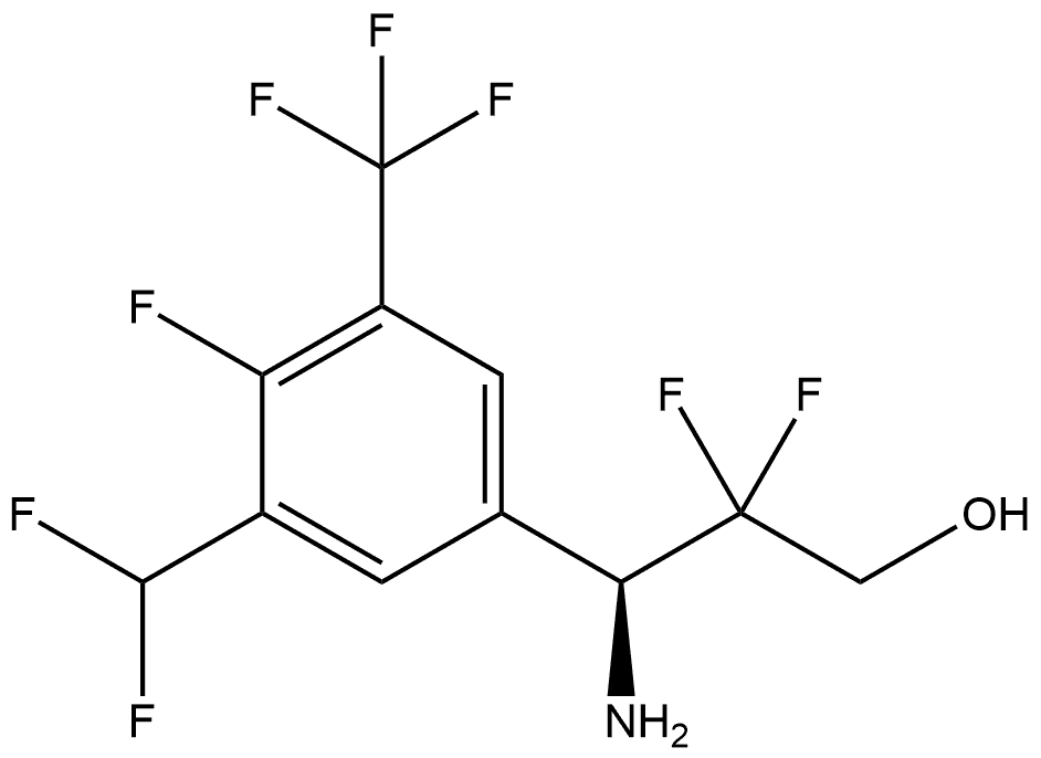 (S)-3-amino-3-(3-(difluoromethyl)-4-fluoro-5-(trifluoromethyl)phenyl)-2,2-difluoropropan-1-ol 结构式