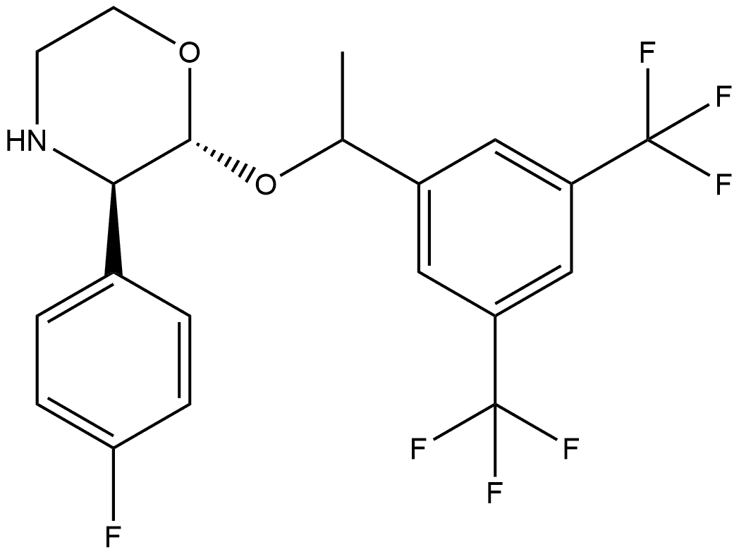 Morpholine, 2-[1-[3,5-bis(trifluoromethyl)phenyl]ethoxy]-3-(4-fluorophenyl)-, (2R,3R)Salt 结构式