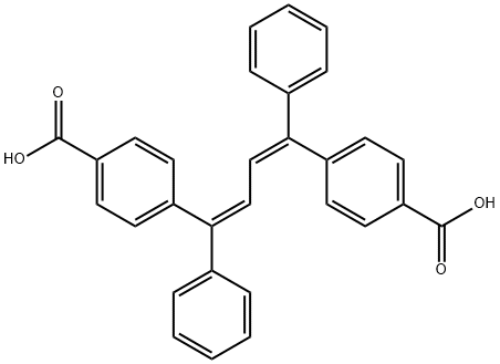 苯甲酸,4,4'-[(1Z,3Z)-1,4-二苯基-1,3-丁二烯-1,4-二基]双- 结构式