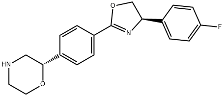 (2S)-2-[4-[(4R)-4-(4-氟苯基)-4,5-二氢-2-噁唑基]苯基]吗啉 结构式