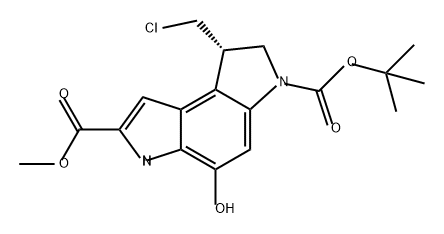 Benzo[1,2-b:4,3-b']dipyrrole-2,6(3H)-dicarboxylic acid, 8-(chloromethyl)-7,8-dihydro-4-hydroxy-, 6-(1,1-dimethylethyl) 2-methyl ester, (8S)- 结构式