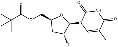 Uridine, 2',3'-dideoxy-2'-iodo-5-methyl-, 5'-(2,2-dimethylpropanoate) 结构式