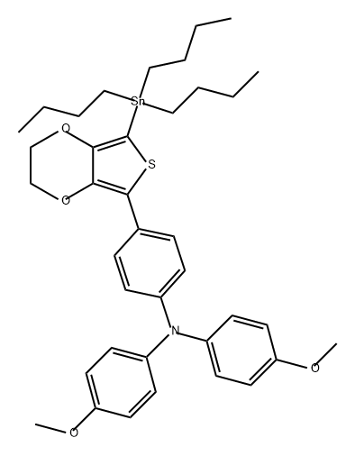 Benzenamine, 4-[2,3-dihydro-7-(tributylstannyl)thieno[3,4-b]-1,4-dioxin-5-yl]-N,N-bis(4-methoxyphenyl)- 结构式