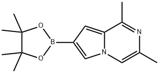 1,3-二甲基-7-(4,4,5,5-四甲基-1,3,2-二氧硼杂环戊烷-2-基)吡咯并[1,2-A]吡嗪 结构式