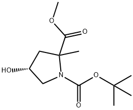 1-(叔丁基)2-甲基(4R)-4-羟基-2-甲基吡咯烷-1,2-二羧酸酯 结构式