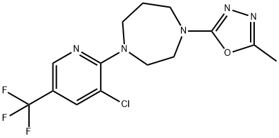2-(4-(3-Chloro-5-(trifluoromethyl)pyridin-2-yl)-1,4-diazepan-1-yl)-5-methyl-1,3,4-oxadiazole 结构式