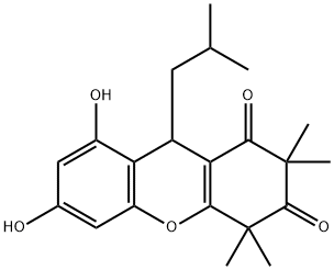 6,8-DIHYDROXY-9-ISOBUTYL-2,2,4,4-TETRAMETHYL-4,9-DIHYDRO-1H-XANTHENE-1,3(2H)-DIONE 结构式