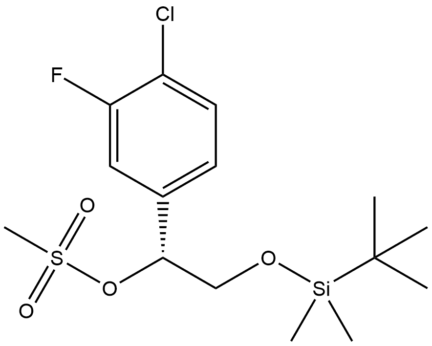 Benzenemethanol, 4-chloro-α-[[[(1,1-dimethylethyl)dimethylsilyl]oxy]methyl]-3-fluoro-, 1-methanesulfonate, (αR)- 结构式