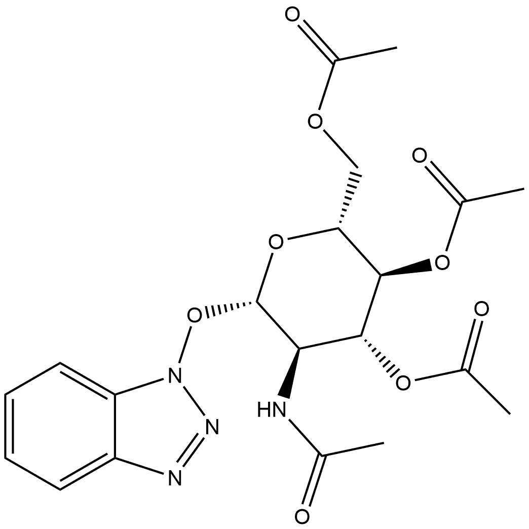 β-D-Glucopyranose, 2-(acetylamino)-1-O-1H-benzotriazol-1-yl-2-deoxy-, 3,4,6-triacetate 结构式