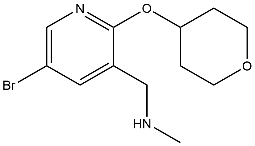 5-Bromo-N-methyl-2-[(tetrahydro-2H-pyran-4-yl)oxy]-3-pyridinemethanamine 结构式