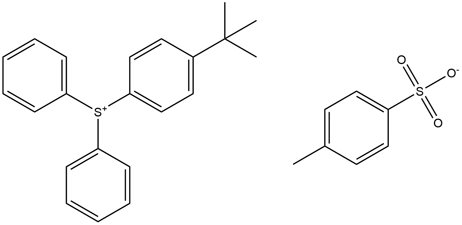 4-叔丁基苯基-二苯基硫鎓对甲苯磺酸盐 结构式