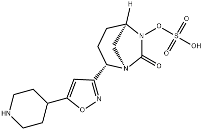 (1R,2S,5R)-7-Oxo-2-[5-(4-piperidinyl)-3-isoxazolyl]-1,6-diazabicyclo[3.2.1]oct-6-ylhydrogen sulfate 结构式
