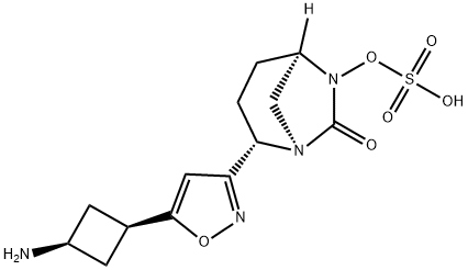 (1R,2S,5R)-2-[5-(cis-3-Aminocyclobutyl)-3-isoxazolyl]-7-oxo-1,6-diazabicyclo[3.2.1]oct-6-yl hydrogen sulfate 结构式