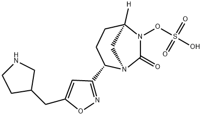 (1R,2S,5R)-7-Oxo-2-[5-(3-pyrrolidinylmethyl)-3-isoxazolyl]-1,6-diazabicyclo[3.2.1]oct-6-ylhydrogen sulfate 结构式