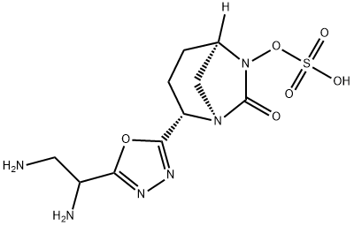 (1R,2S,5R)-2-[5-(1,2-Diaminoethyl)-1,3,4-oxadiazol-2-yl]-7-oxo-1,6-diazabicyclo[3.2.1]oct-6-yl hydrogen sulfate 结构式