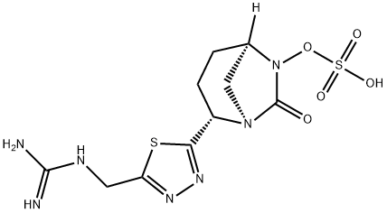 (1R,2S,5R)-2-[5-[[(Aminoiminomethyl)amino]methyl]-1,3,4-thiadiazol-2-yl]-7-oxo-1,6-diazabicyclo[3.2.1]oct-6-yl hydrogen sulfate 结构式