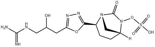 (1R,2S,5R)-2-[5-[3-[(Aminoiminomethyl)amino]-2-hydroxypropyl]-1,3,4-oxadiazol-2-yl]-7-oxo1,6-diazabicyclo[3.2.1]oct-6-yl hydrogensulfate 结构式