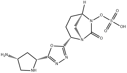 (1R,2S,5R)-2-[5-[(2R,4R)-4-Amino-2-pyrrolidinyl]-1,3,4-oxadiazol-2-yl]-7-oxo-1,6-diazabicyclo[3.2.1]oct-6-yl hydrogen sulfate 结构式