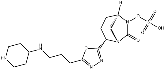 (1R,2S,5R)-7-Oxo-2-[5-[3-(4-piperidinylamino)propyl]-1,3,4-oxadiazol-2-yl]-1,6-diazabicyclo[3.2.1]oct-6-yl hydrogen sulfate 结构式