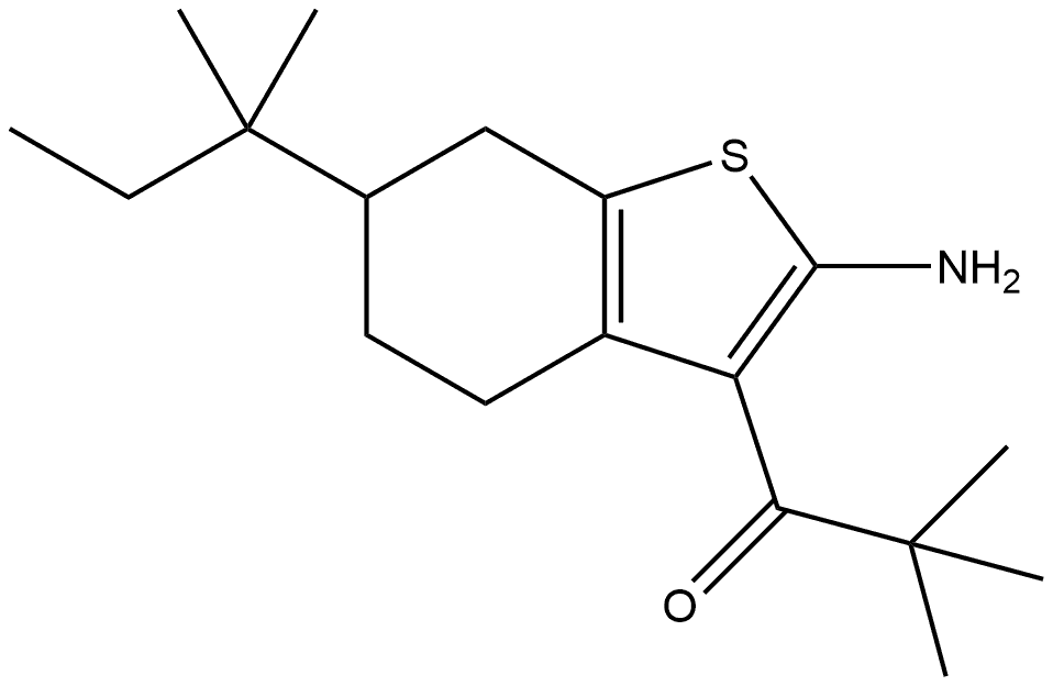 1-[2-amino-6-(1,1-dimethylpropyl)-4,5,6,7-tetrahydrobenzothiophen-3-yl]-2,2-dimethyl-propan-1-one 结构式