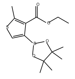 2-甲基-4-(4,4,5,5-四甲基-1,3,2-二氧硼杂环戊烷-2-基)噻吩-3-羧酸乙酯 结构式